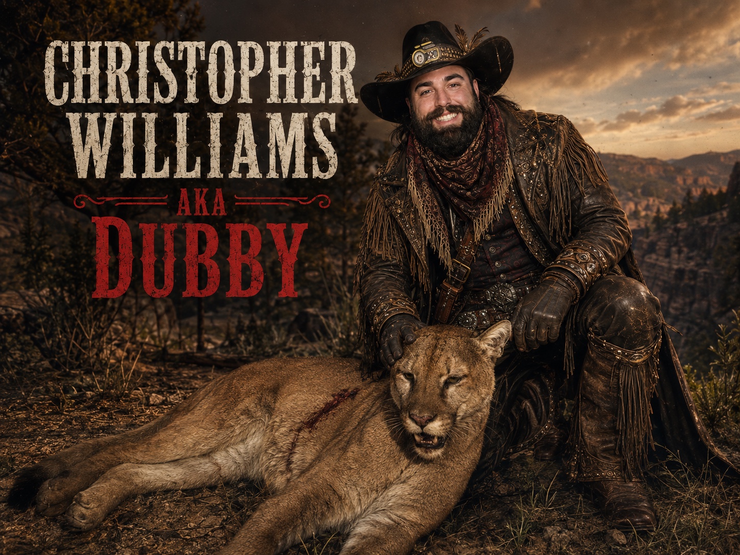 Western parody portrait of Christopher Dubby Williams