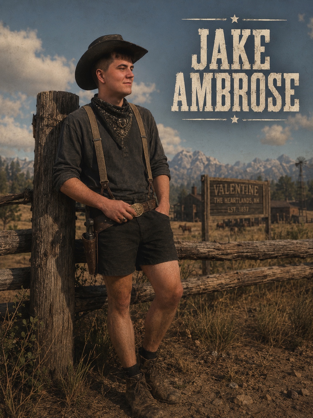 Western parody portrait of Jake Ambrose